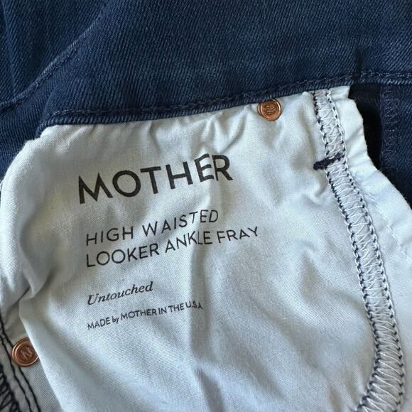 MOTHER Looker Ankle Fray Jeans Blue Untouched Skinny High Waisted - Picture 10 of 15